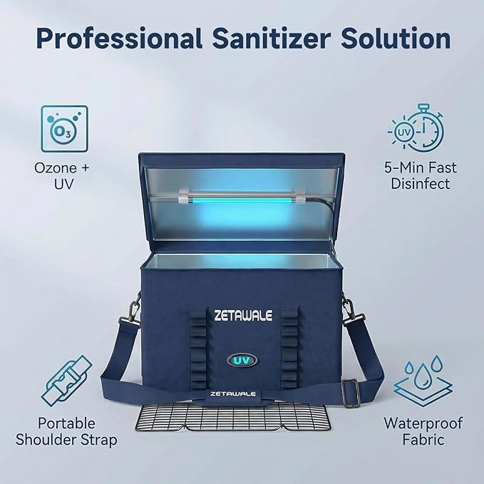 UV Sanitizer Box with Ozone Portable Cleaner and Sanitizing Machine with Timer UVC Sanitization Bag with Ozone Professional for Reusable Masks,Hard Toys,Bottle,Bluetooth Earphones（36L）