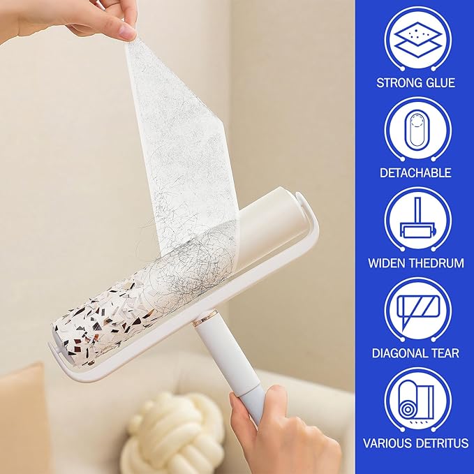 16 Pack Large Lint Roller Refills 10 Inch Wide Extra Sticky 800 Sheets Pet Hair Remover Replacement Rolls Compatible with Mega Rollers, Furniture Floor Household Cleaning
