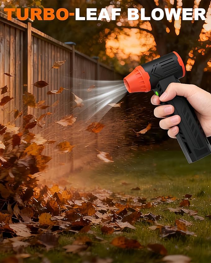 Tool-grade Electric Air Duster, Rechargeable Handheld Blower with 180,000 Super Power Brushless Motor, 2-in-1 Blow & Vacuum Cleaner, Cordless Leaf Blower for Car Drying, Home, Patio Cleaning (Black)