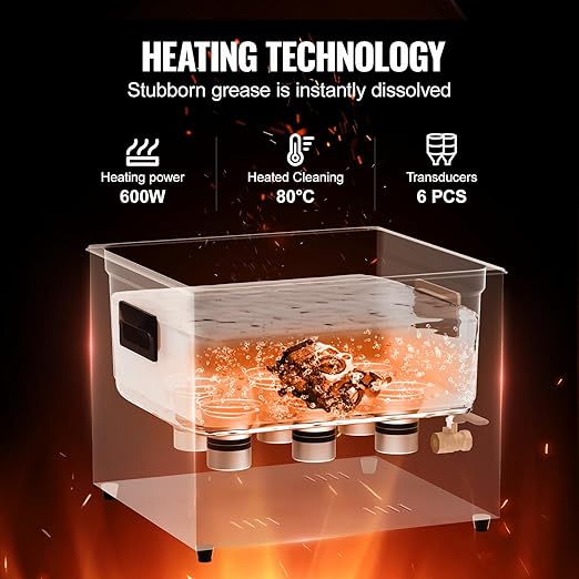VEVOR 15L Sonic Cleaner, 360W Digital Ultrasonic Cleaning Machine with Upgraded Degassing and Gentle Mode, 40kHz Industrial Ultrasound Cleaner with Timer and Heater for Retainer Jewelry Tools