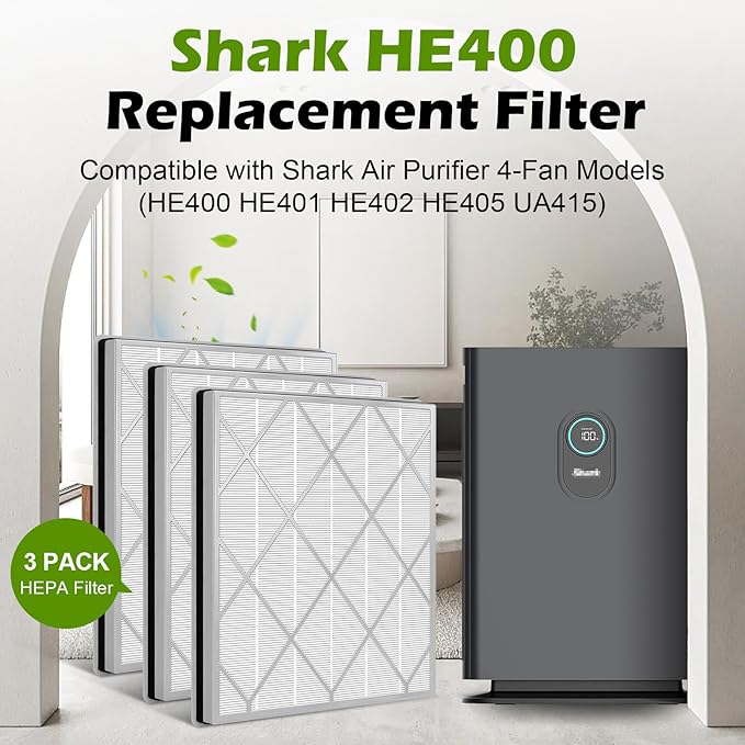3-Pack True HEPA HE401 Air Purifier 4 Models HE400/HE401/HE402,H13 Grade Filtration System with Fine Pre-Filter,He401 Replacement Filter 3-Pack