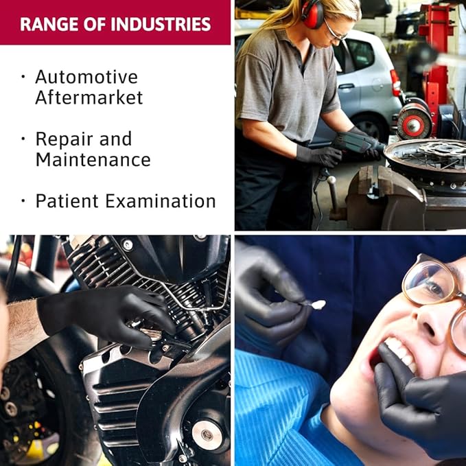 Disposable Nitrile Gloves w/Textured Fingertips for Medical, Industrial, Automotive Use