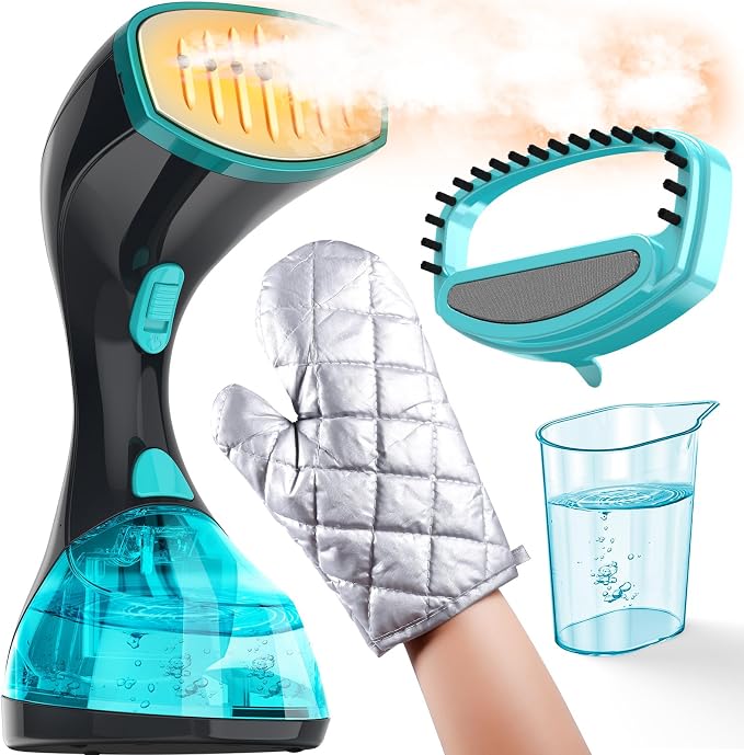Steamer for Clothes, 1800W Clothes Steamer Handheld with 15s Fast Heat-Up, 3 Steam Modes, 300ml Tank, Portable Garment Steamer Wrinkle Remover with Fabric Brush & Glove for Home, Travel, Dorm, Office