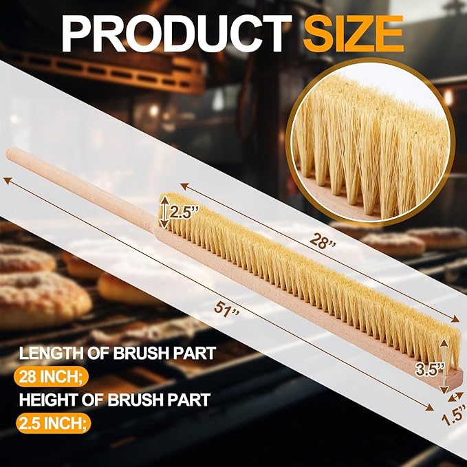 Maxdot 2 Pcs 51 Inch Giant Oven Brush Pizza Stone Brush with Long Handle for BBQ Grill Cleaning, Outdoor Oven Accessories