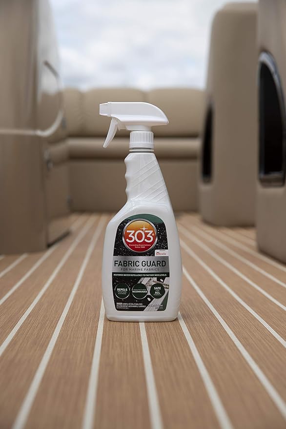 303 Products Marine Fabric Guard, Water Repellent Fabric Protector for Boat Covers, Canvas & Marine Fabrics – Restores Water & Stain Resistance, Safe for All Fabrics, 32 oz (6 Pack)