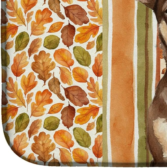 Caroline's Treasures Chocolate Chihuahua Heirloom Fall Dish Drying Mat Absorbent Dish Drying Mat Pad for Kitchen Counter Dish Drainer Mat for Countertop, 14 x 21", Multicolor