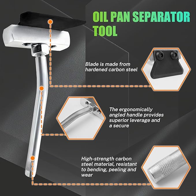 Professional Gasket & Sealant Tool Kit, 3-in-1 Carbide Scraper Set, Silicone Extrusion Dispenser and Oil Pan Separator for Automotive and Metal Surfaces