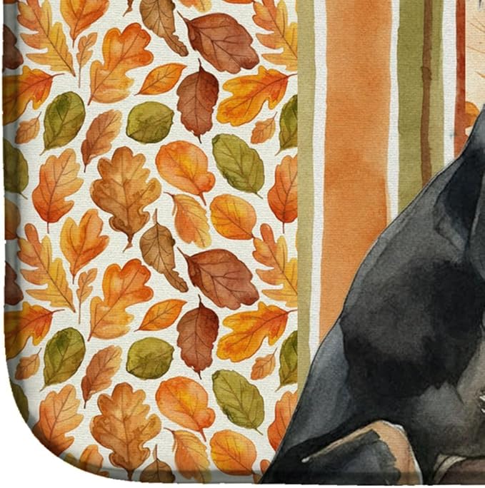 Caroline's Treasures Black and Tan Saluki Heirloom Fall Dish Drying Mat Absorbent Dish Drying Mat Pad for Kitchen Counter Dish Drainer Mat for Countertop, 14 x 21", Multicolor