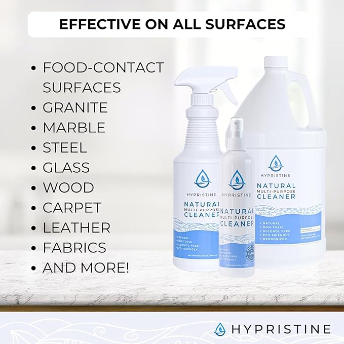 HYPRISTINE Natural Multipurpose Surface Cleaner, 128 fluid Ounce Bottle, 4 Pack