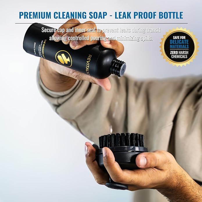Shoe Cleaning Kit - 250ml Non-Toxic Shoe Cleaner - Suede Cleaner with 3 Shoe Cleaning Brush, 5 Wipes & Microfiber Cloth - Sneaker Cleaner Kit for Leather, Suede, Canvas, Mesh & Boots