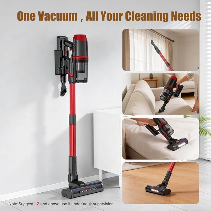Cordless Vacuum Cleaner Upgraded 200W 45Mins Rechargeable with 3 Suction Modes Anti-Tangle Wireless Vacumm with Touch Screen LED Light Lightweight Wireless Vacuum for Home Pet Hair Floors Car