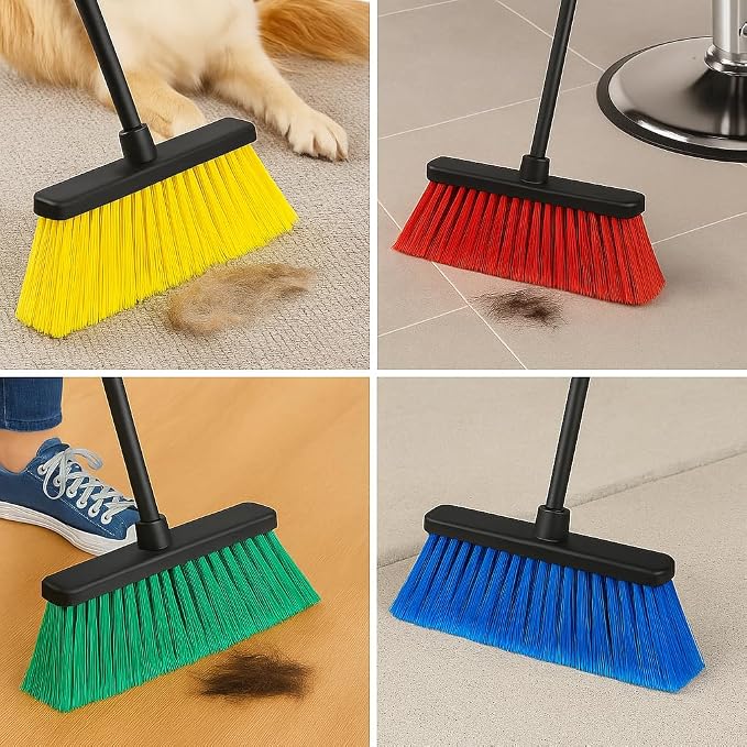 Broom Head Bundle – 3 Pack (Red, Blue, Green) Durable Multi-Surface Broom Heads with Universal Socket, Ideal for Home or Commercial Cleaning