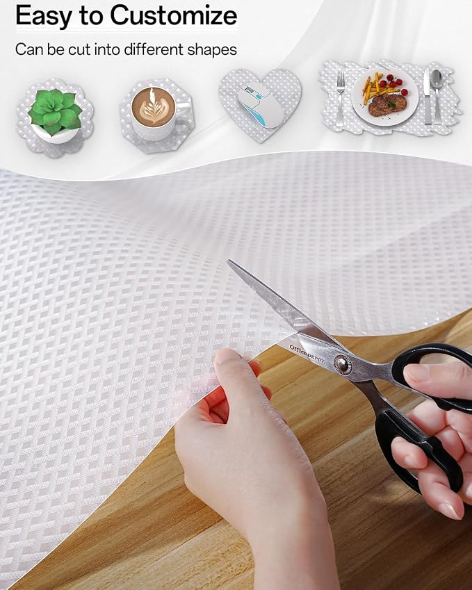 Shelf and Drawer Liner for Kitchen Cabinet, Non-Adhesive 24in x 240in Waterproof Contact Paper Refrigerator Liners Thickened Durable EVA Material Non Slip Mat for Dresser Cupboard Pantry Protector