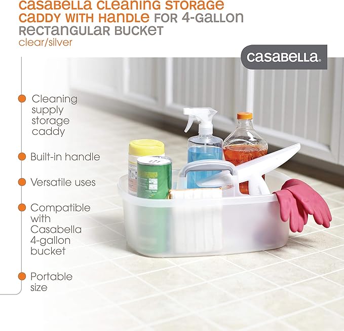 Casabella Plastic Cleaning Storage Caddy Bundle with Handles (1.5 Gallon and 1.85 Gallon)