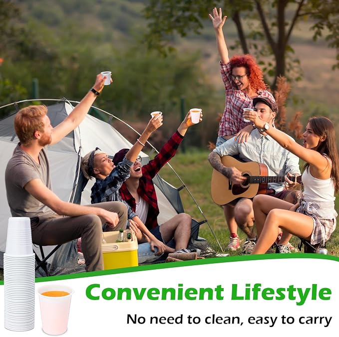 Eaasty 1000 Pcs White Plastic Cups Bulk 5 Oz/150 ml White Disposable Plastic Drinking Cups Disposable Drinking Tumblers Bulk for Tasting, Birthday Parties, Picnic, BBQ, Wedding
