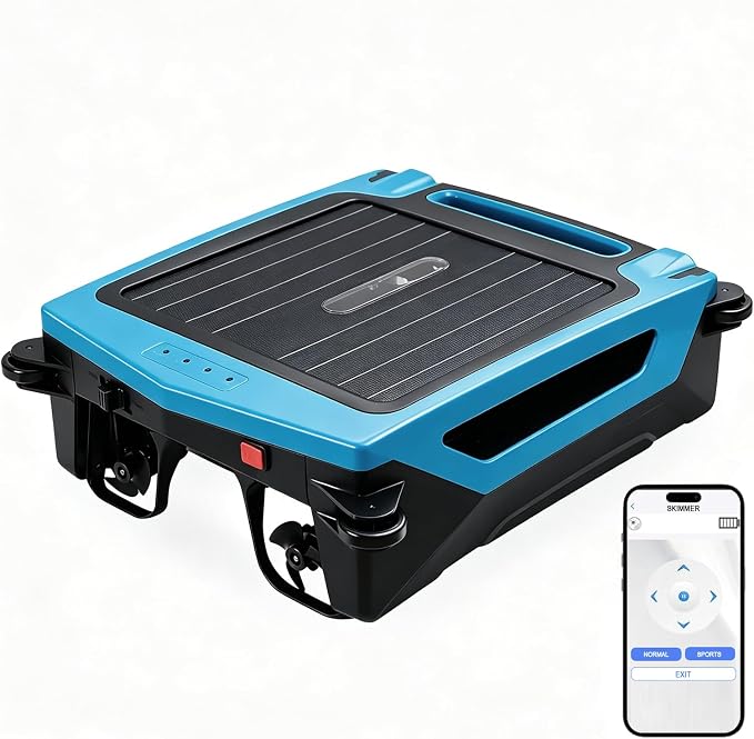 Sky Blue Solar Pool Skimmer Robot, APP Control 24/7 Auto Cleaner | Dual Charging, Ideal for Above Ground & In-Ground Pools