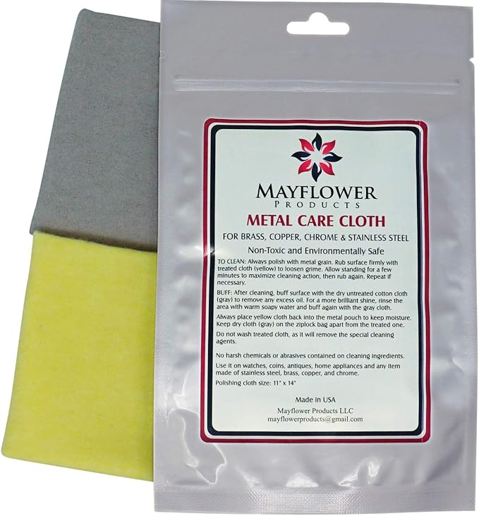 Mayflower Products Pro Size Jewelry Polishing Cloth + Metal Care Kit. Clean All Your Metals at Home: Silver, Gold, and Platinum Plus Stainless Steel, Copper, Brass, and Chrome