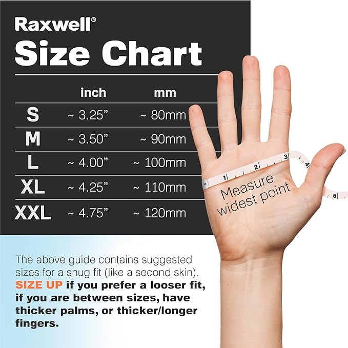 Raxwell Nitrile Disposable Gloves - Puncture-Resistant Work Gloves - Diamond Grip for Food Prep, Cleaning & Cooking