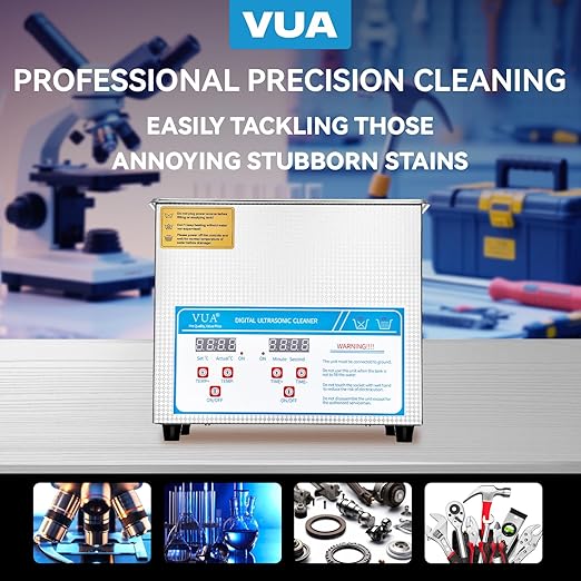 VUA 3L Ultrasonic Cleaner with Digital Timer & Heater, Professional Ultra Sonic Cleaner, Ultrasonic Parts Cleaner for Glasses Watch Denture Dental Irrigator Ring Jewelry Tools Circuit Board