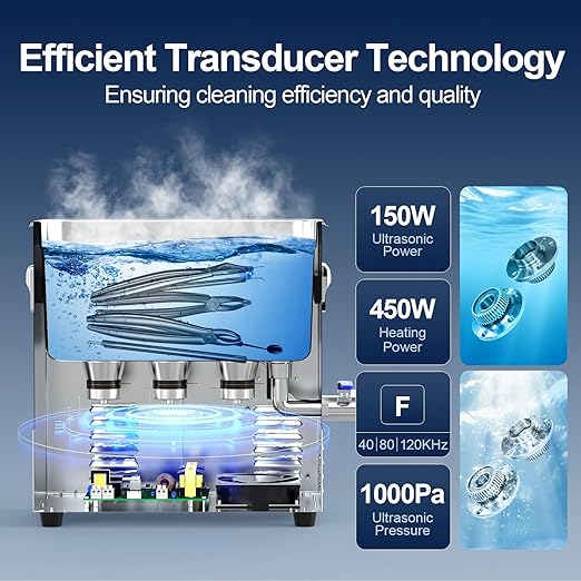 Granbo 6.5L Ultrasonic Cleaner Tri-Frequency Professional Ultrasonic Cleaning Machine with Degassing, Ultrasonic Parts Cleaner with Heater & Timer for Retainer, Tools Industrial Parts and More