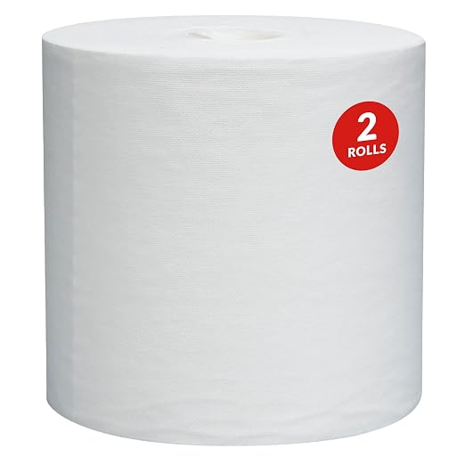 WypAll GeneralClean L30 Cloths Heavy Duty Cleaning Wipes (05820), Center-Pull, Strong and Soft Bulk Paper Wipers, White (300 Sheets/Roll, 2 Rolls, 600 Sheet Total)
