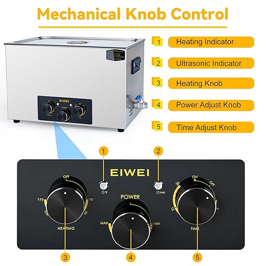 30L Ultrasonic Cleaner Professional Power-Adjustable Knob Jewelry Cleaning Machine with Heater Timer for Carburetor, Jewelry, Glasses, Dentures, Circuit Boards, Automotive Parts