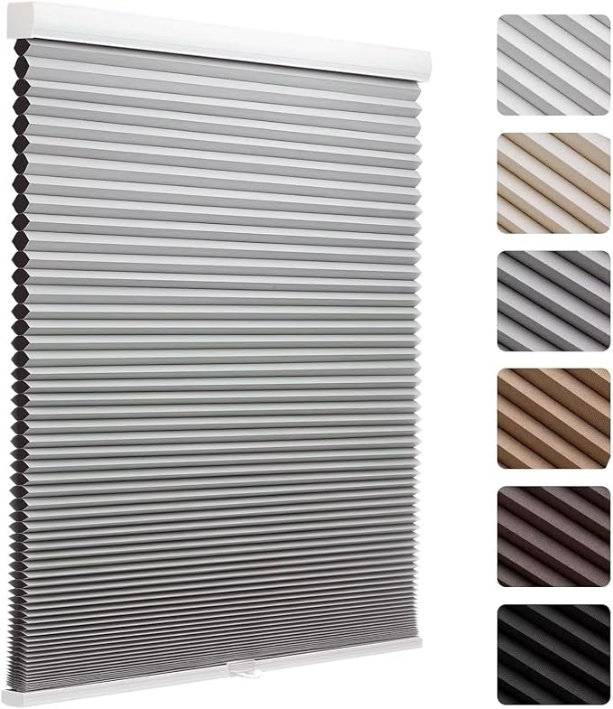 MYshade Cordless Blackout Cellular Shades, 1.5" Honeycomb Window Blinds for Bedroom & Nursery, Thermal Insulated, Noise Reducing, Privacy Shades, Inside or Outside Mount (50" W x 72" H, Grey)