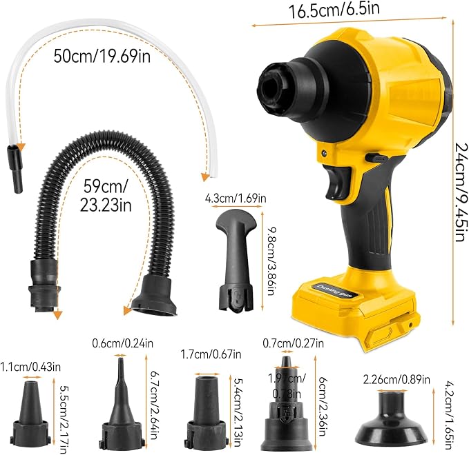 Cordless Dust Blower for Dewalt 20V Battery(Tool Only), Air Duster Compressed Air Mattress Pump,447MPH 40000RPM for Car,Garages,Sawmill Room,Workshop Cleaning (for Dewalt 20V Battery)