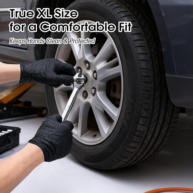 Maxdot 1500 Count Nitrile Gloves XL Black Bulk Disposable 6 Mil Heavy Duty Nitrile Gloves for Food Prep Kitchen Cooking Cleaning Resistant, Powder Free