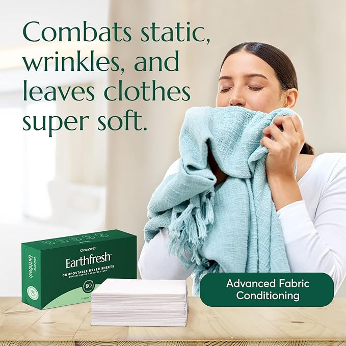 CLEANOMIC Reusable Kitchen Cloth, Wood and Flooring Cleaning Tablets & Fabric Softener Sheets Bundle