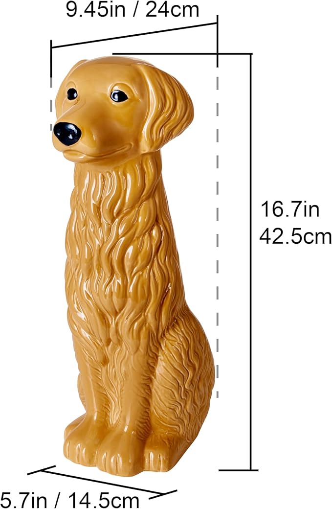 Golden Retriever Ceramic Toilet Brush Holder with Plastic Brush Set by Allure Home Creation