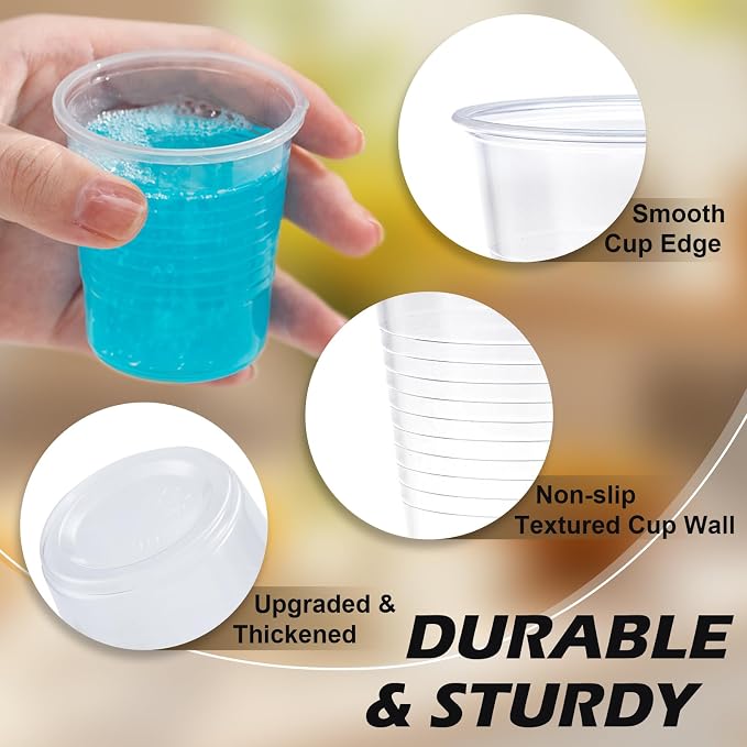 BYSNOW 600 Pack 5 oz Plastic Cups, Bathroom Cups Disposable 5 oz, 5 Ounce Clear Mouthwash Cup for Picnic, Travel, Halloween, Christmas