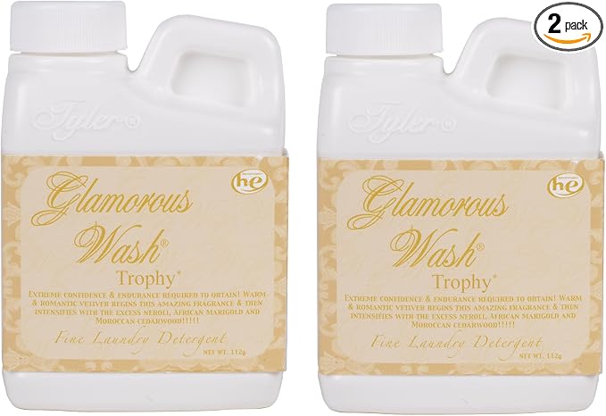 Tyler Candle Company Glam Wash Trophy 4 ounce Fragrant Scented Luxurious HE Fine Laundry Detergent Pack of 2