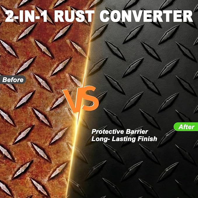 2-In-1 Rust Converter & Metal Primer, 35 Oz Rust Remover Paint for Metal,Rust Conversion Paint, Anti-Rust Inhibitor Hardener, for Rusty Metal/Trailer/Chassis/Frame(Black)