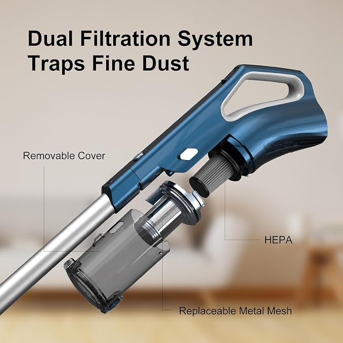 Corded Vacuum Cleaner Powerful Suction Dual Filtration with HEPA Filters One-Touch Dustbin Emptying Ultra-Lightweight & Portable Ideal for Home Cleaning 16.5-Foot Power Cord