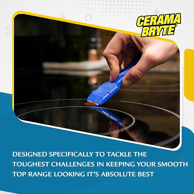 Cerama Bryte Complete Cooktop Cleaning Kit, 10 Cleaner Pads, 1 POW-R Grip Tool, 1 Scraper, and 1 Microfiber Cloth, 28 Fl Oz