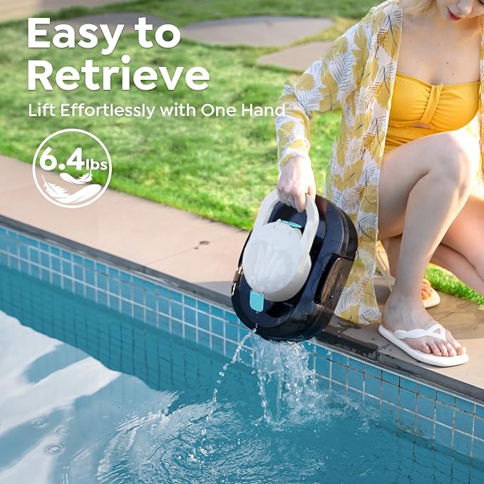 S1 Pro Cordless Robotic Pool Cleaner, 130-Min Runtime, Cleans Up to 1,292 Sq.Ft, Dual-Motor Pool Vacuum, Automatic Cleaner with Large Filter Basket, Fast Charging & Self-Parking(Glossy Black White)