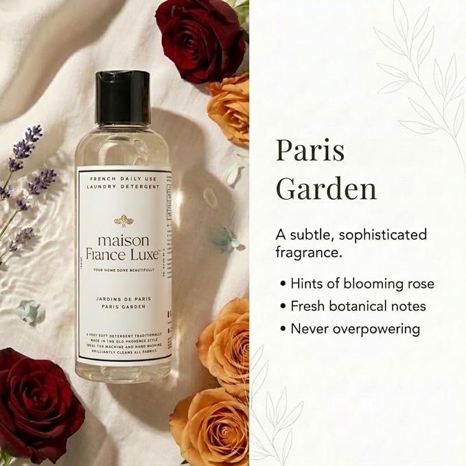 French Laundry Detergent, Plant Based Laundry Soap With Olive Oil & Coconut Oil for Machine or Hand Wash, Daily Use Formula for Colors & Whites, Paris Garden, Travel Size, 3.4 Fl Oz