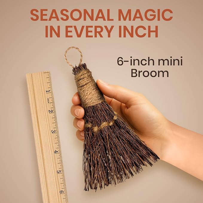 Cinnamon Broom - Cinnamon Broomstick Scented 6in (2 Pack) - Decorative Mini Broomsticks - Cinnamon Scented Brooms - Door Protection