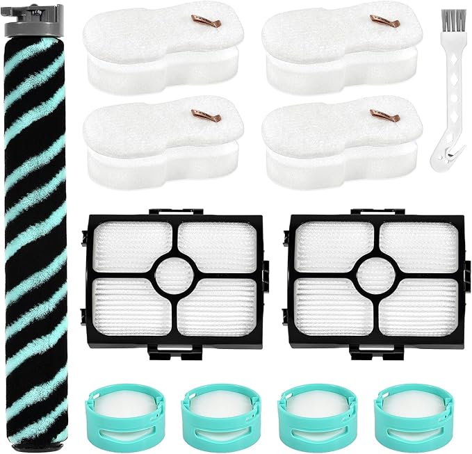 12Pcs HZ4002 Replacement Filter Compatible with Shark PowerDetect Ultra-Light Upright Vacuum HZ4000 HZ4002 Corded Stick Vacuum, 2HEPA+4Foam&Felt Filter, 1Roller Brush 4Odor Neutralizer 1Cleaning Brush