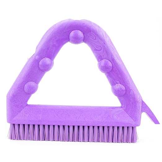 SPARTA Plastic Commercial Grout Brush, Triangle-Shaped Scrub Brush with Scraper and Two Threaded Holes for Attaching Handle (Sold Separately), 9 x 7 x 7 Inches, Purple, (Pack of 4)