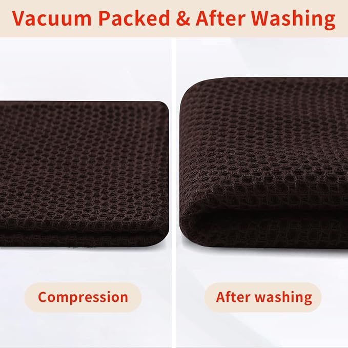 Homaxy 100% Cotton Kitchen Towels and Dishcloths Set, 12 x 12 Inches and 13 x 28 Inches, Set of 10 Bulk Kitchen Towels Set, Ultra Soft Absorbent Dish Cloths for Washing Dishes, Dark Brown