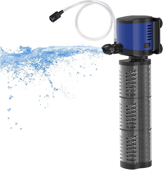 Aquarium Filter Powerful 260GPH for 35-75 Gallon Fish Tank Small Pond Fountain, Wave-maker Submersible Water Pump Turtle Tank Filter for Saltwater & Freshwater System