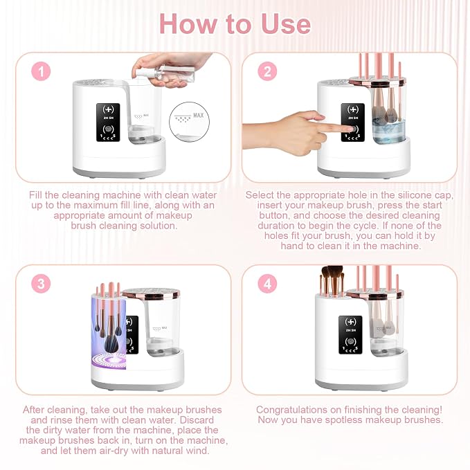 3 IN 1 Electric Makeup Brush Cleaner & Dryer Machine with Automatic Cleaning and Drying Functions, Portable USB Design with Smart Touch Controls for Makeup Brushes, Perfect Gift for Makeup Lovers