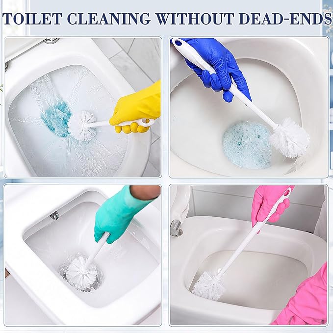 20 Pack Toilet Brush and Holder, Bulk White Toilet Bowl Brushes with Stiff Bristles, Plastic Hidden Toilets Scrub Brushes Bulk Cleaning Accessories for Commercial Bathroom, Hotel, Office, School