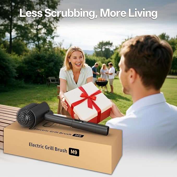Electric Grill Brush Bristle-Free, 800RPM Safe Barbecue Cleaner with 30kg Pull Resistance 304 Stainless Steel, 120Mins Cordless Power Scrubber for World Cup BBQ, Save 70% Time
