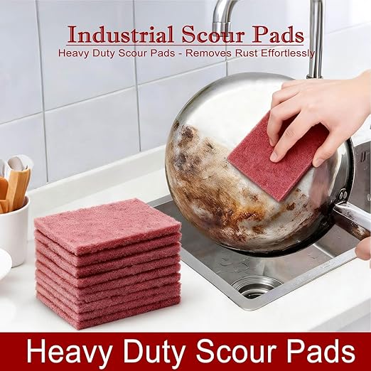 20 Pack Red Scuff Pads 6"x9" with Gloves – Very Fine Aluminum Oxide Non-Woven Abrasive Hand Pads for Automotive Paint Prep, Surface Preparation, Sanding, Woodworking, Metal & Plastic (9x6x0.4 in)