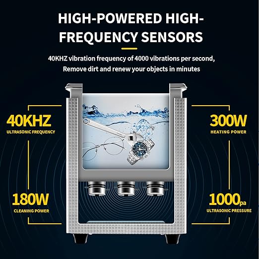 Commercial Ultrasonic Cleaner with Knob, 6L Professional Ultrasonic Cleaner, 40kHz with Heater and Timer for Tools, Jewelry, Watches, Glasses, Dentures, and Small Metal Parts