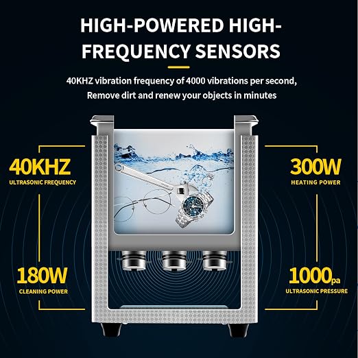Ultrasonic Cleaner 6L Dual-Frequency Professional Digital Stainless Steel Cleaning Machine with Heater Timer for Denture, Coins, Small Metal Parts, Circuit Board, Lab Tools, etc