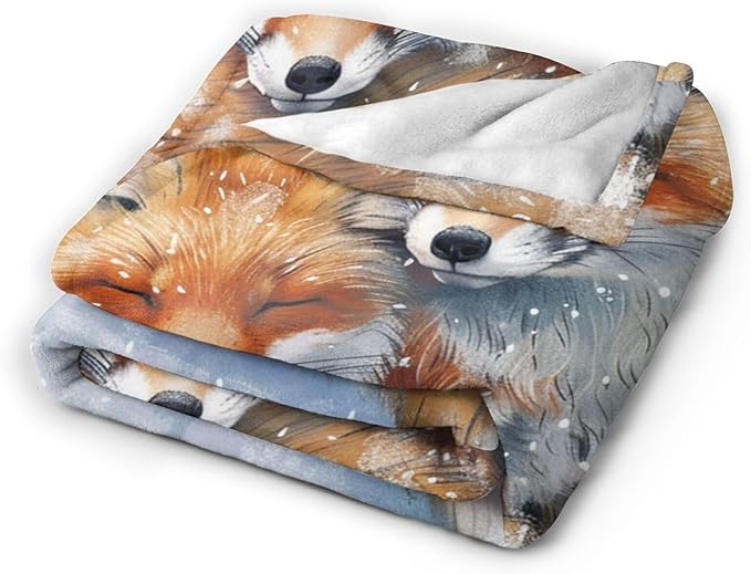 Tijuboni Fox Throw Blanket Fox Gifts for Girls Boys Women Men Kids Adults Soft Flannel Fleece Blanket for Couch Sofa Bed Home Decor 60"x80"